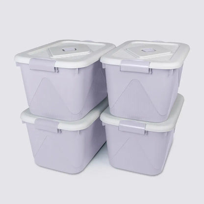 Boite de rangement Lot de 4   - Gris Mauve ,  Anti humidité , Sans BPA , Empilable