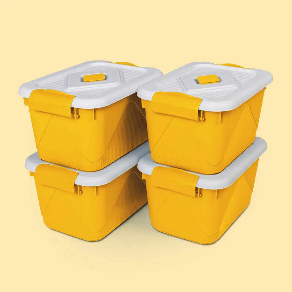 Boite de rangement Lot de 4   - Jaune Tournesol  ,  Anti humidité , Sans BPA , Empilable