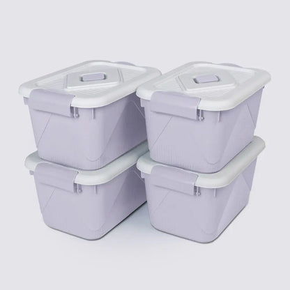 Boite de rangement Lot de 4   - Gris Mauve ,  Anti humidité , Sans BPA , Empilable